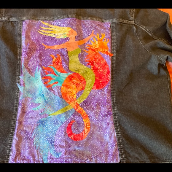 Hand designed Mermaid Jean jacket. Size 18/20W BACCINI . Boho whimsical - Picture 9 of 9